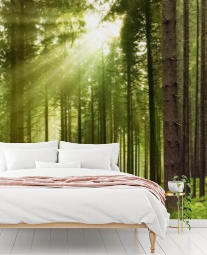 green customisable forest wallpaper called Panoramic Woodland for bedrooms green customisable forest wallpaper called Panoramic Woodland for bedrooms