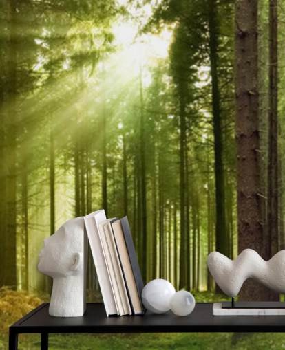 papel pintado verde personalizable llamado Panoramic Woodland para dormitorios papel pintado verde personalizable llamado Panoramic Woodland para dormitorios