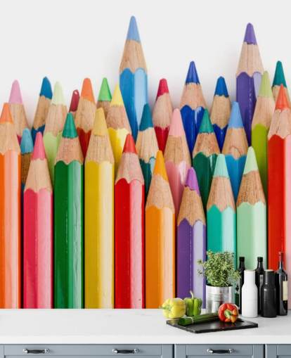 colorful kids wallpaper mural called Pencil Crayons for schools, kids bedrooms and playrooms colorful kids wallpaper mural called Pencil Crayons for schools, kids bedrooms and playrooms