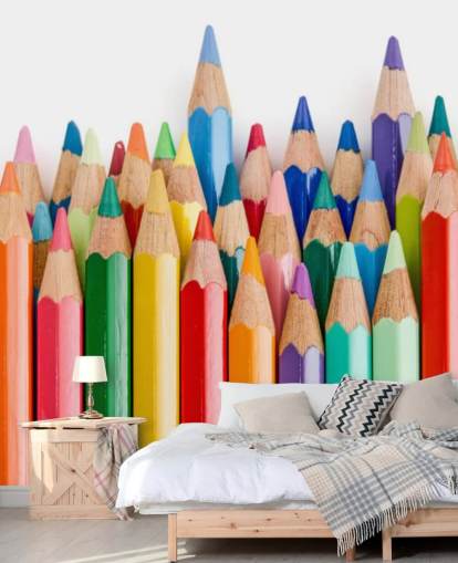 farverigt tapet til børn kaldet Pencil Crayons til skoler, børns soveværelser og legerum farverigt tapet til børn kaldet Pencil Crayons til skoler, børns soveværelser og legerum