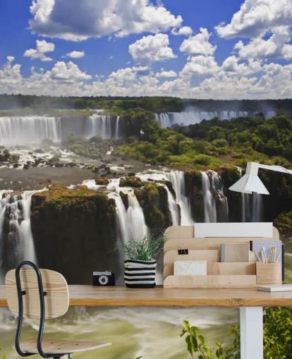 Mural da Parede da Cachoeira Tropical Iguassu Mural da Parede da Cachoeira Tropical Iguassu