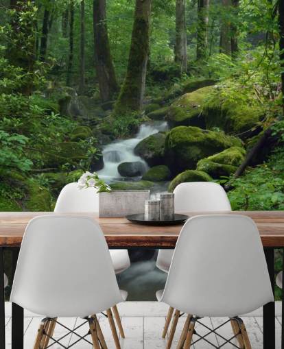 papier peint mural vert en forme de cascade personnalisable appelé Mossy Waterfall pour les salons et les cuisines papier peint mural vert en forme de cascade personnalisable appelé Mossy Waterfall pour les salons et les cuisines