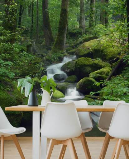 grønn tilpassbar foss tapetveggmaleri kalt Mossy Waterfall for stuer og kjøkken grønn tilpassbar foss tapetveggmaleri kalt Mossy Waterfall for stuer og kjøkken