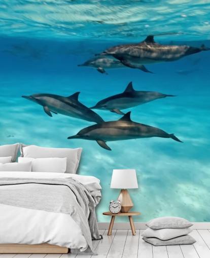 Decorazione murale con delfino sotto il mare Decorazione murale con delfino sotto il mare