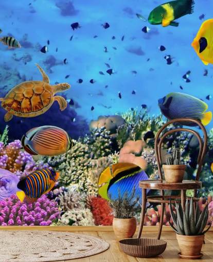 carta da parati murale colorata personalizzabile con pesci chiamata Photo of a Coral Colony per la cameretta dei bambini carta da parati murale colorata personalizzabile con pesci chiamata Photo of a Coral Colony per la cameretta dei bambini