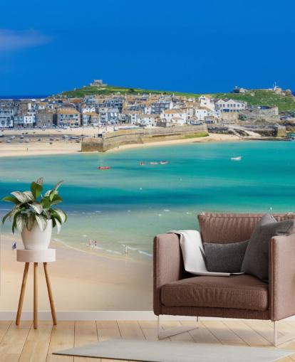 St Ives Panorama Beach Baggrund St Ives Panorama Beach Baggrund
