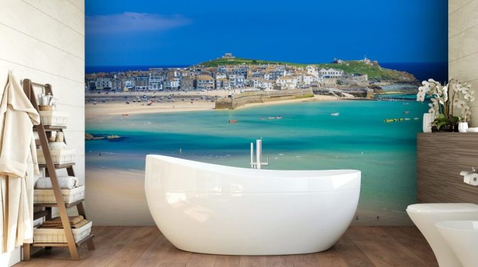 St Ives panoramisch strandbehang