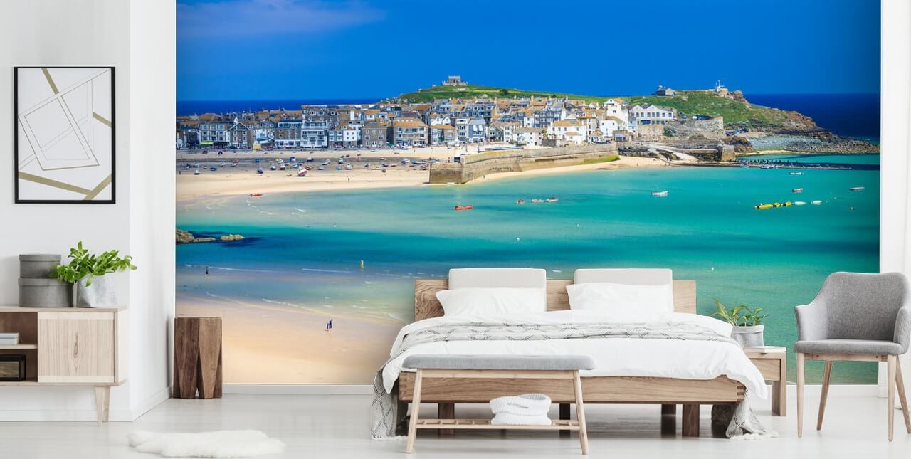 St Ives Panorama Beach Baggrund
