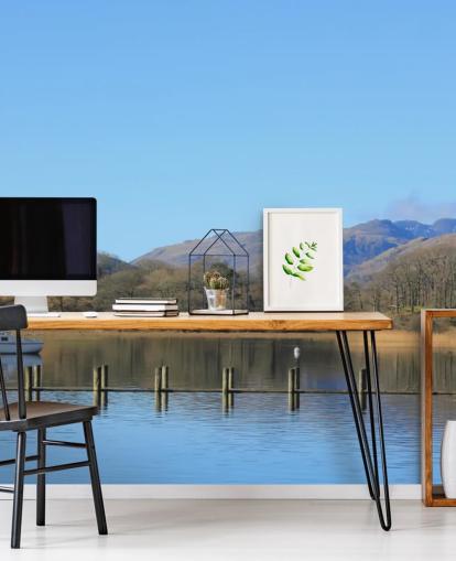 Fondo de pantalla de lago y barco Fondo de pantalla de lago y barco