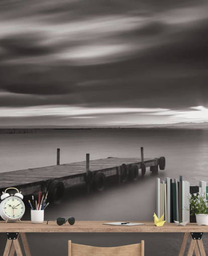 Black and White Jetty and Lake Wallpaper Black and White Jetty and Lake Wallpaper