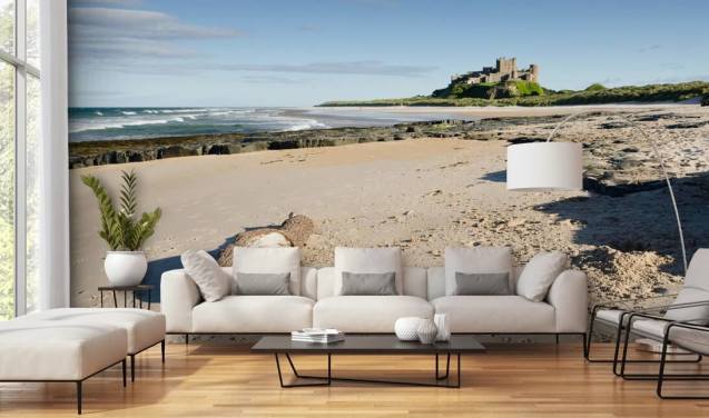 Papier Peint Plage avec Château au loin