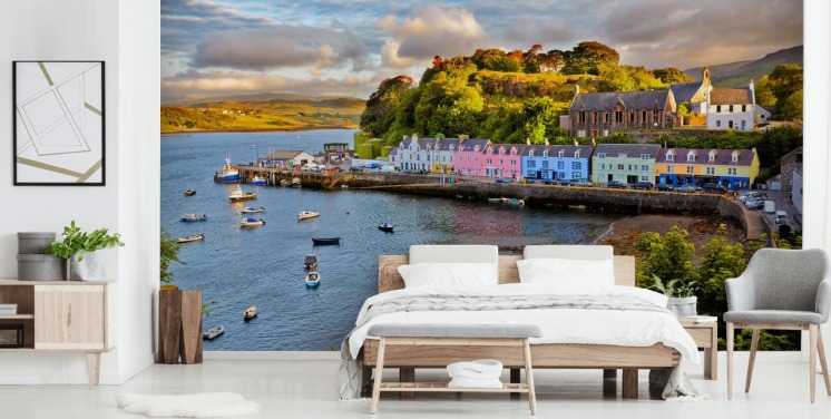 Colorful Fishing Cottages by Harbour Wallpaper