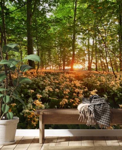 Vild vitlök Skogsgolv Bakgrund Vild vitlök Skogsgolv Bakgrund