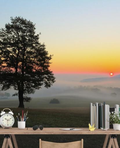 Sunset and Tree in Field Wall Mural Sunset and Tree in Field Wall Mural