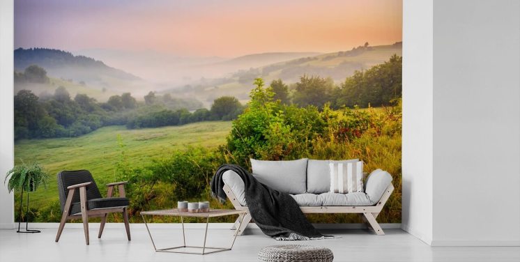 Misty Countryside Hills Wallpaper