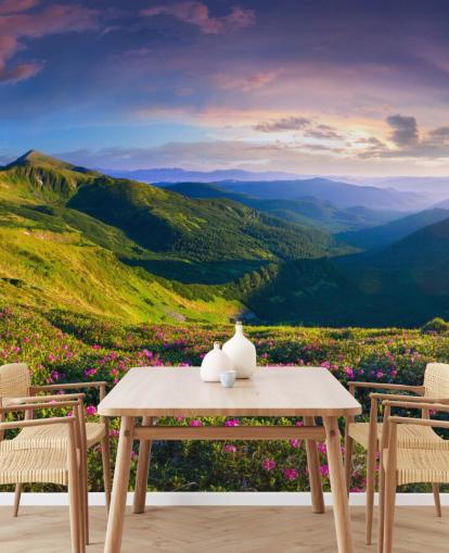 papier peint mural de montagnes vertes et violettes appelé Lush Green Mountains pour les chambres, les salons et les bureaux à domicile papier peint mural de montagnes vertes et violettes appelé Lush Green Mountains pour les chambres, les salons et les bureaux à domicile