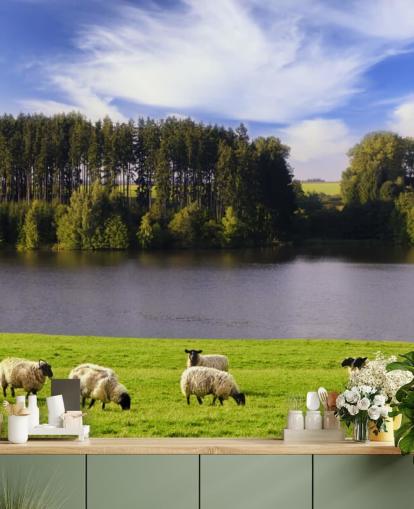 Sheep by a River Wallpaper Sheep by a River Wallpaper