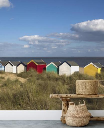 Papier peint cabanes de plage colorées Papier peint cabanes de plage colorées