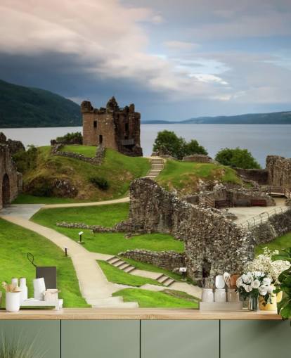 Skotsk slott av Loch Ness Bakgrunn Skotsk slott av Loch Ness Bakgrunn