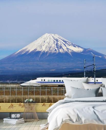 Snö tak Mount Fuji och tåg tapeter Snö tak Mount Fuji och tåg tapeter