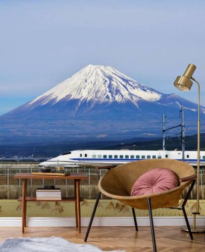 Snow Capped Mount Fuji and Train Wallpaper Snow Capped Mount Fuji and Train Wallpaper