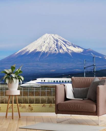 Snow Capped Mount Fuji and Train Wallpaper Snow Capped Mount Fuji and Train Wallpaper