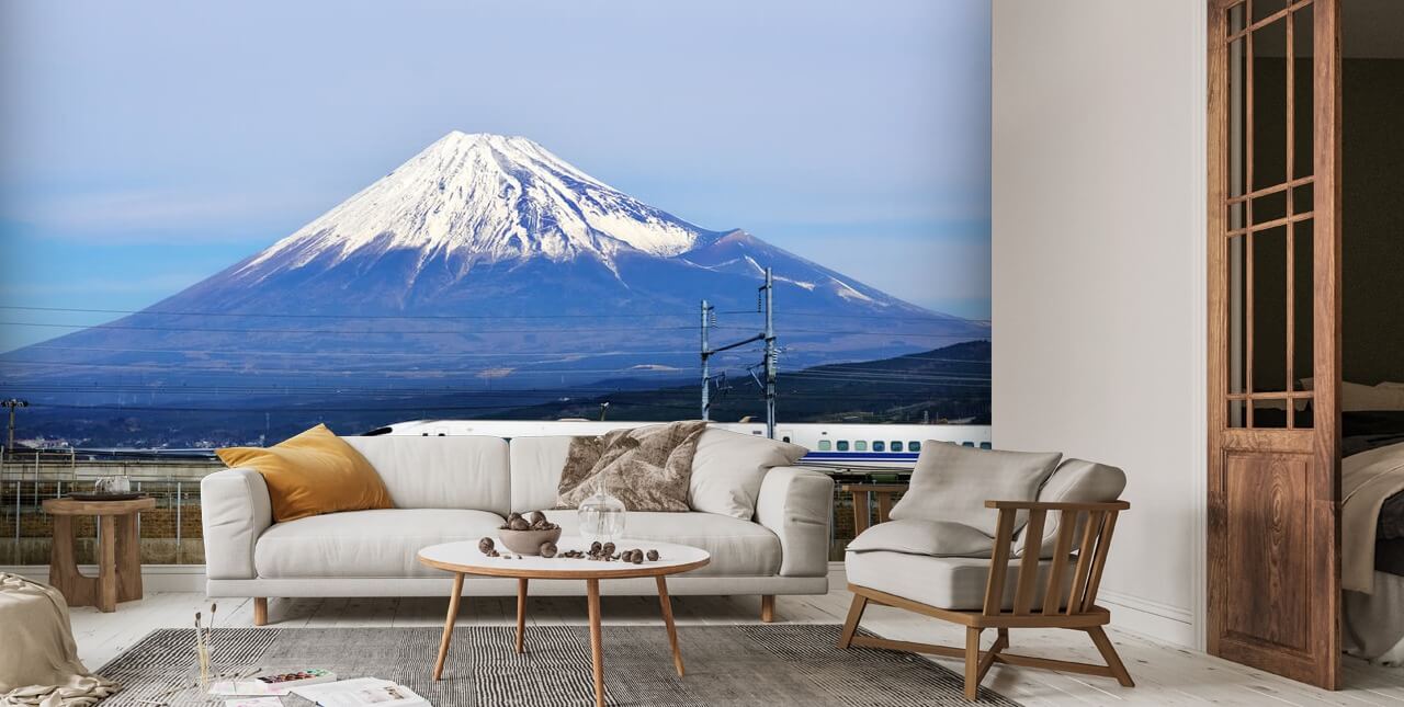 Mt. Fuji and the Bullet Train Wallpaper | Wallsauce UK