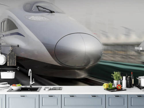 Papel pintado gris tren bala en movimiento