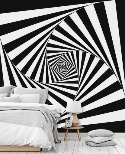 Carta da parati in bianco e nero di arte ottica Carta da parati in bianco e nero di arte ottica