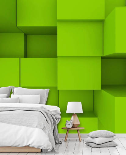 Papel de parede 3D Green Cube Papel de parede 3D Green Cube