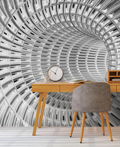 Sølv og hvitt metall 3D Tunnel Bakgrunn Sølv og hvitt metall 3D Tunnel Bakgrunn