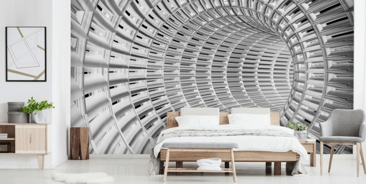 Silver och vit metall 3D Tunnel Bakgrund