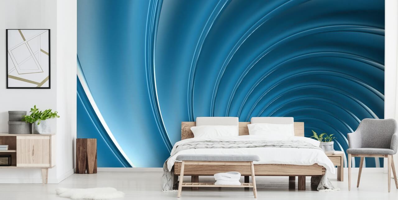 3D Blauer Wirbel-Tapete