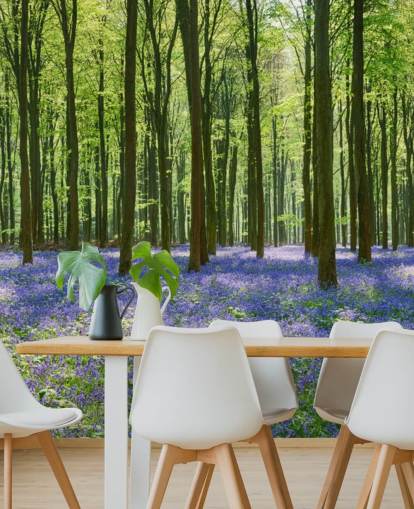 carta da parati murale con foresta blu e verde chiamata Bluebell Forest per camere da letto, salotti e cucine carta da parati murale con foresta blu e verde chiamata Bluebell Forest per camere da letto, salotti e cucine