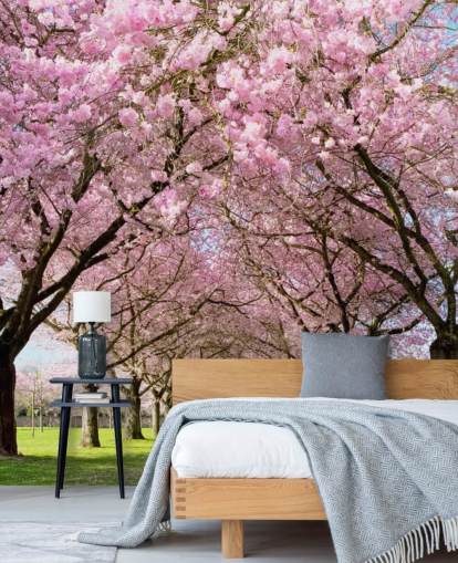 rosa tilpassbar kirsebærblomst tapet kalt Cherry Blossom Trees for soverom rosa tilpassbar kirsebærblomst tapet kalt Cherry Blossom Trees for soverom