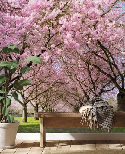 roze aanpasbaar kersenbloesembehang genaamd Cherry Blossom Trees voor slaapkamers roze aanpasbaar kersenbloesembehang genaamd Cherry Blossom Trees voor slaapkamers