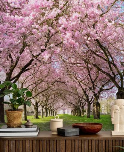 papel pintado rosa personalizable de cerezos en flor llamado Cherry Blossom Trees para dormitorios papel pintado rosa personalizable de cerezos en flor llamado Cherry Blossom Trees para dormitorios