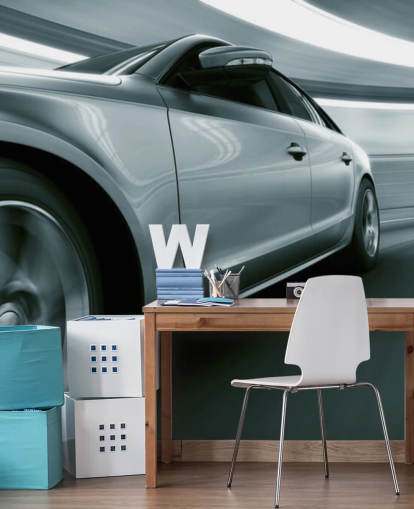 Harmaa nopea auto tunnelin taustakuvassa Harmaa nopea auto tunnelin taustakuvassa