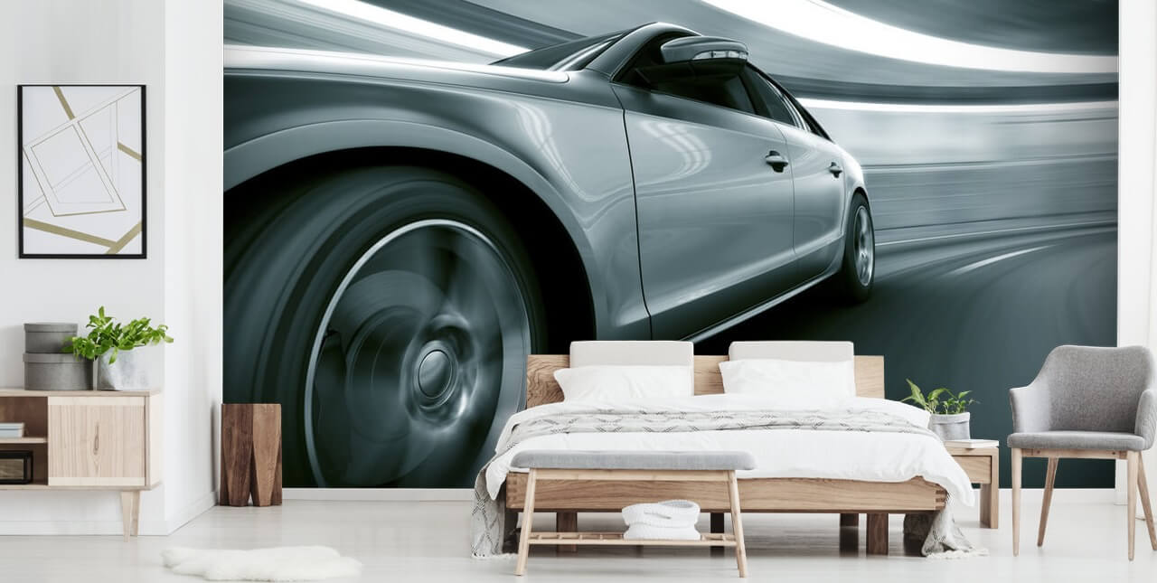 Grey Fast Car in Tunnel Wallpaper