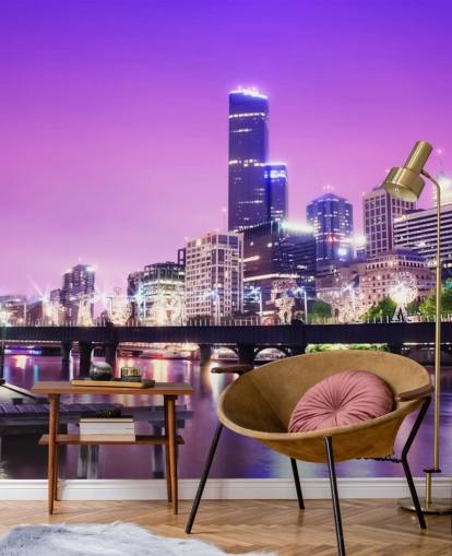 Papel de Parede de Melbourne City at Night Papel de Parede de Melbourne City at Night