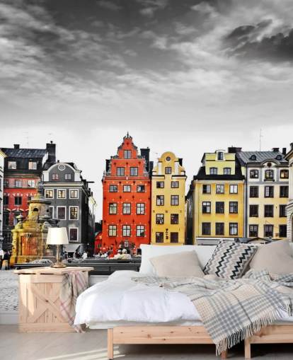 colourful old buildings in monochrome setting wallpaper colourful old buildings in monochrome setting wallpaper