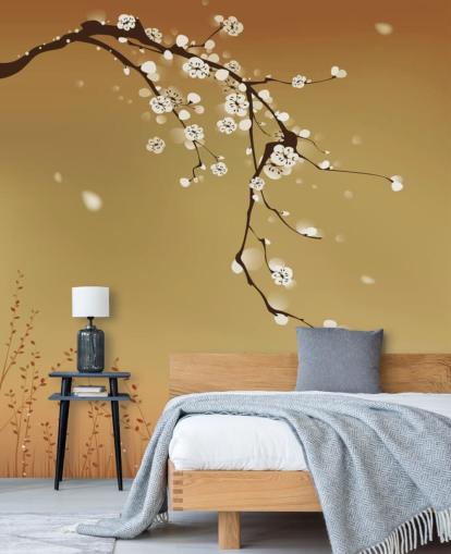 Kukka Valkoinen kukka Beige Tausta Seinämaalaus  Kukka Valkoinen kukka Beige Tausta Seinämaalaus