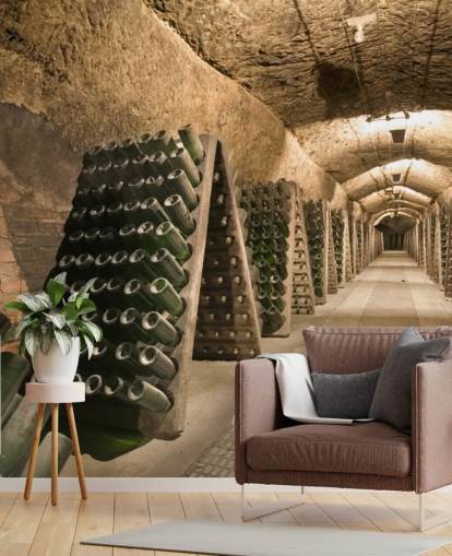 Long Wine Cellar Wallpaper Mural Long Wine Cellar Wallpaper Mural