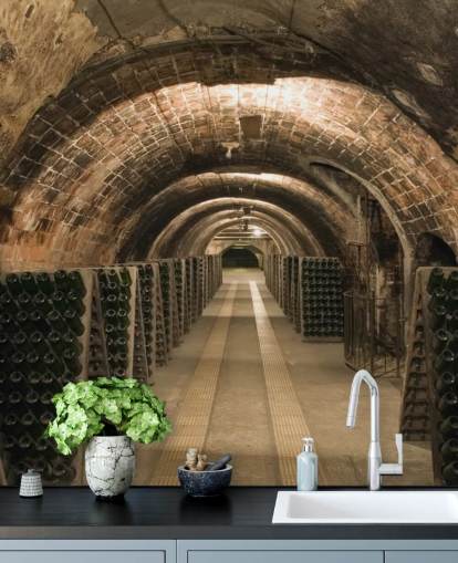 brown customisable 3D wine cellar wallpaper mural called Wine Cellar for kitchens. brown customisable 3D wine cellar wallpaper mural called Wine Cellar for kitchens.