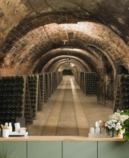 brunt tilpassbart 3D vinkjeller tapetmaleri kalt Wine Cellar for kjøkken. brunt tilpassbart 3D vinkjeller tapetmaleri kalt Wine Cellar for kjøkken.