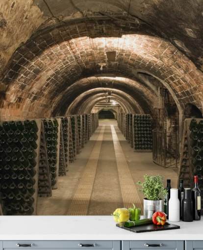 brown customisable 3D wine cellar wallpaper mural called Wine Cellar for kitchens. brown customisable 3D wine cellar wallpaper mural called Wine Cellar for kitchens.