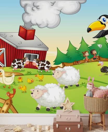 Carta da parati Cartoon Animal Farm Carta da parati Cartoon Animal Farm