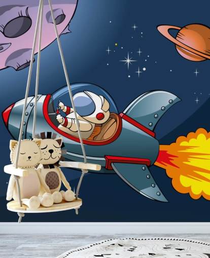 Tegneserie astronaut i raket tapet Tegneserie astronaut i raket tapet