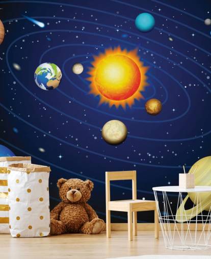 Colourful Solar System Wall Mural Wallpaper Colourful Solar System Wall Mural Wallpaper