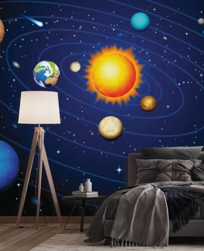 Colourful Solar System Wall Mural Wallpaper Colourful Solar System Wall Mural Wallpaper